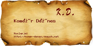 Komár Dénes névjegykártya