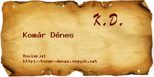 Komár Dénes névjegykártya
